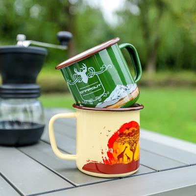 China Cheap Sustainable Enamel Custom Bulk Camping Coffee Mug With Logo Printing for sale