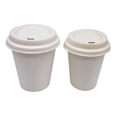 China Custom Disposable Biodegradable Sugar Cane Pulp Bagasse Coffee Cups With Lid for sale