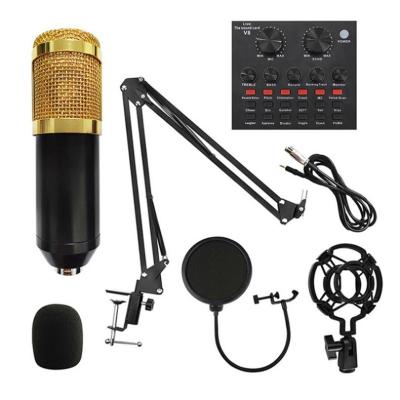 China Lavalier Microphone V8 Sound Card Set Webcast Live Studio Recording Singing Broadcasting BM-800 MIC Studio Microphone Condenser for sale