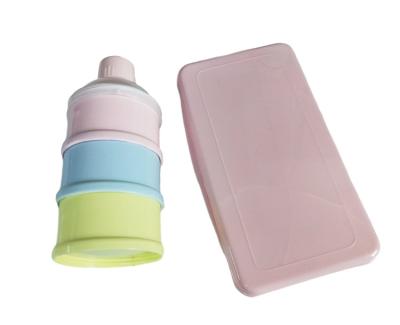 China Convenient Baby Plastic Airtight 3 Layers Milk Powder Dispenser Container And Saliva Napkin Box for sale