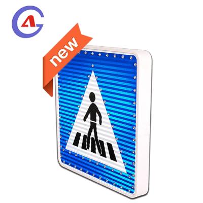 China Aluminum Pedestrian Crossing LED Strobe Lighting Solar Road Safety Signs for sale