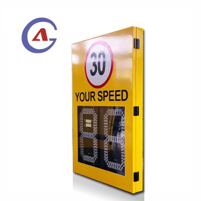 China 2.4ghz road safety dopler radar 2 digits yellow led color AC110 or 220V powered radar speed display sign for traffic warning for sale