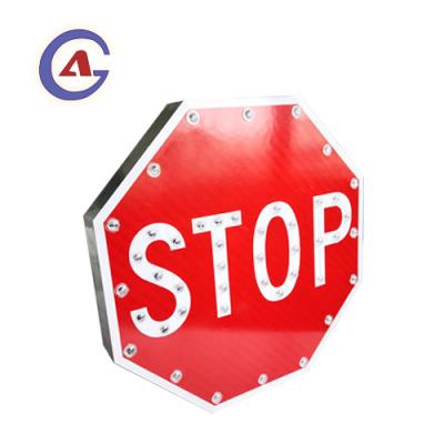 China Aluminum Stop Sign Led Solar Led Stop Sign Octagon Shape Traffic Road Sign for sale