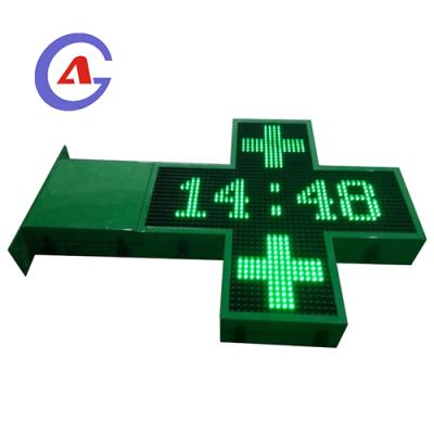 China Animated factory outdoor whole price outdoor green body led full color smd pharmacy cross sign for sale