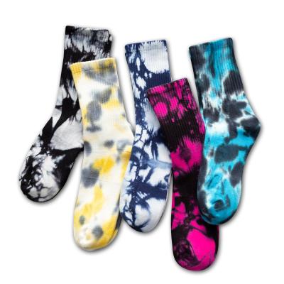 China Custom Logo Breathable Thick Cotton Winter Socks Hip Hop Designer Tie Dye Warm Socks Men for sale