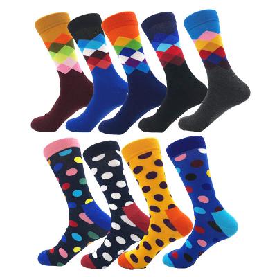 China Fashion Happy Men's Argyle Socks Dot Pattern Socks Funny Warm QUICK DRY Cotton Crew Socks for sale