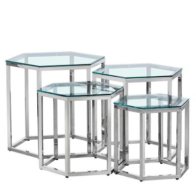 China (Other) design stainless steel furniture living room adjustable practical coffee table 5 in 1 set 2 buyers for sale