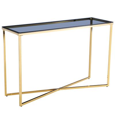 China Nordic Luxury Long Mirror Adjustable Stainless Steel (Others) Console Table Glass Folding Furniture For Living Room for sale