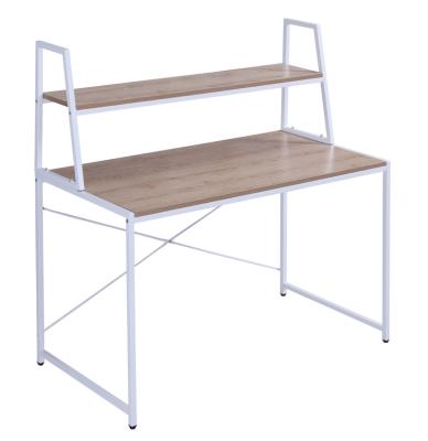 China Other White Easy Assembled Simple Computer Table Desk With Bookshelfs for sale