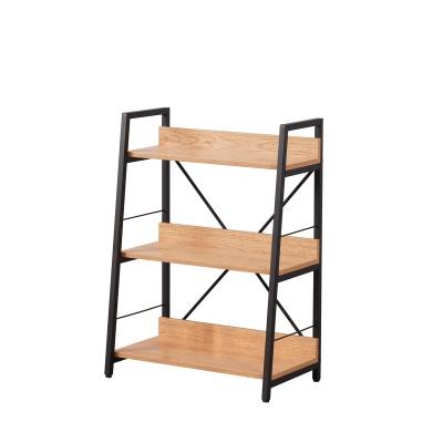 China MDF Ladder Book Shelves Wood Narrow Leaning Home Shelf (Other) Living Room Furniture Metal Bookcase Industrial Frame Adjustable Rack for sale