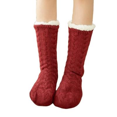 China Antibacterial Women Double Layer Velvet Floor Mats Soft Warm Home Socks for sale