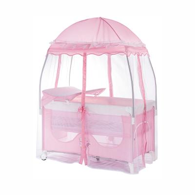 China Foldable New Listing Multifunctional Portable Baby Travel Easy Folding Crib And Playard With Mosquito Net for sale