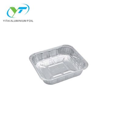 China Small Size Eco-friendly Storage Package Food Container Aluminum Foil Square Baking Tray for sale