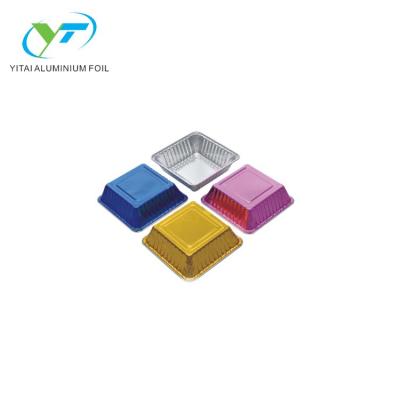 China Colorful Small Square Bakery Home Use Aluminum Foil Pudding Cup 150ml Eco - Friendly for sale