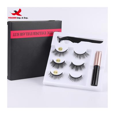 China FENGFLY Wholesale Soft Silk Magnet Whips Reusable Durable Magnetic Eyeliner Kit And Eyelashes Gently Glue Free Magnetic Eyelashes for sale