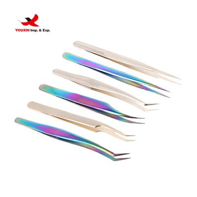 China FENGFLY 2022 Hot Sales Precision Eyelash Tweezers Eyelash Extension Tweezers Whips Accessories Wicks and Tools Fiber False Wick Tweezers for sale