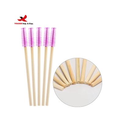 China disposable & FENGFLY Low MOQ Eco-Friendly Disposable Eyelash Mascara Brushes Brush Bamboo Lash Stick Purple Brushes for sale