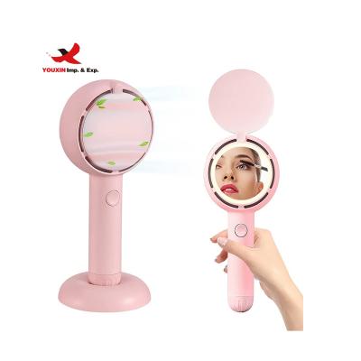 China FENGFLY Portable Mini Size Pink Bladeless Rechargeable Hand Fan With Battery Powered Portable Hand Held Fan for sale