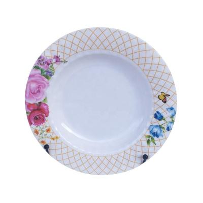 China Wholesale Disposable Color Stock Printing Food Grade Melamine Unbreakable Dinner Dish for sale