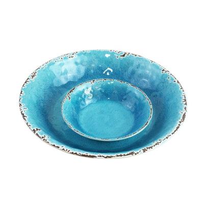 China Disposable Popular Special Melamine Bowl Ice Slot Style Blue Melamine Bowl for sale