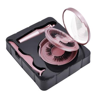 China Wholesale 3D Natural Long Magnetic Lashes With Eyeliner Kit Hand Made 2 Pair Magnetic False Eyelashes Sets for sale