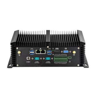 China Industrial Compact PC I7 8550U 8650U X86 Win Linux Server 24V Vehicle Rugged Fanless Embedded PC Dual NIC 4G WiFi GPIO RS485 RTS for sale