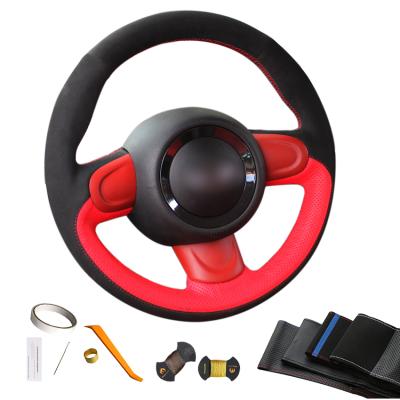 China 2019 Hand Car Accessories Best Red Wheel Cover Stitching Leather Custom Steering Cover For Mini Cooper Mini Coupe for sale