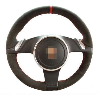 China ONE Car ONE Gauge Black Soft Suede Hand Stitching Steering Wheel Cover For Porsche 911 997 Cayenne Panamera 2010 2011 for sale