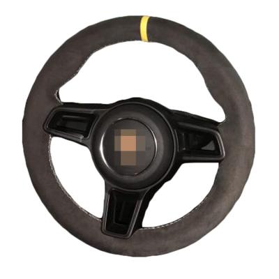 China Wholesale Comfortable Feel Hand Stitched Black Suede Steering Wheel Covers For Porsche 911 997 Macan Cayenne 2015 2016 for sale