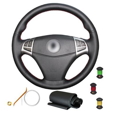 China Fan Club DIY Design Customized Genuine Leather Black Steering Wheel Cover For Ssangyong Korando 2011 2012 2013 2014 for sale