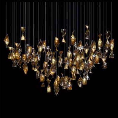 China Bronze Dish Traditional Retro Chandelier Decoration Design Duplex Stair Lamp Modern Light Luxury Pendant Villa C for sale