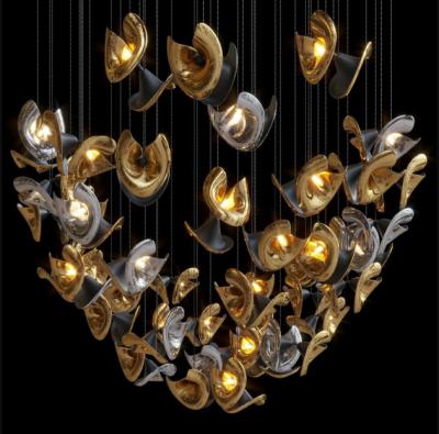 China Modern Traditional Modern Art Chandelier Metal Decoration Design Duplex Stair Lamp Luxury Pendant Villa C for sale