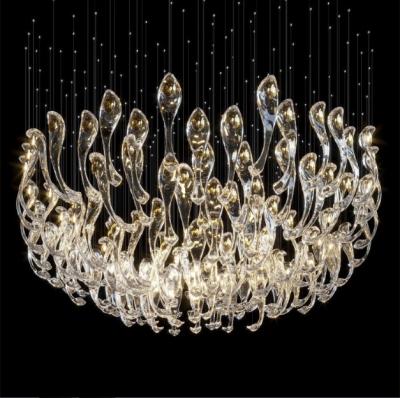 China Art Traditional Clear Glass Chandelier Decoration Design Duplex Stair Lamp Modern Light Luxury Pendant Villa C for sale