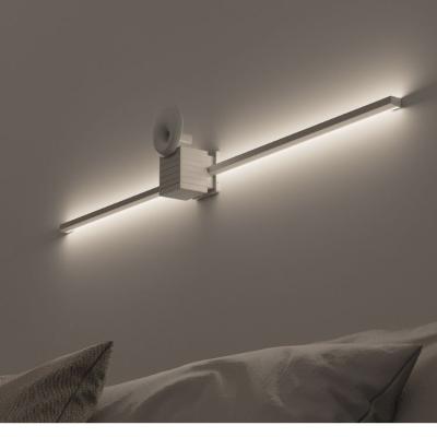 China Light Led Wall Design Line Art Pattern Bedroom Bedside Lamp Smart RGB Ambient Light Remote Control Intelligent Wall Lamp With Speaker for sale