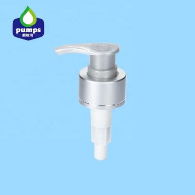 China 24/410 Ribbed Cosmetic Lotion Pump Aluminum Cover Left right lock For Plastic Bottle for sale