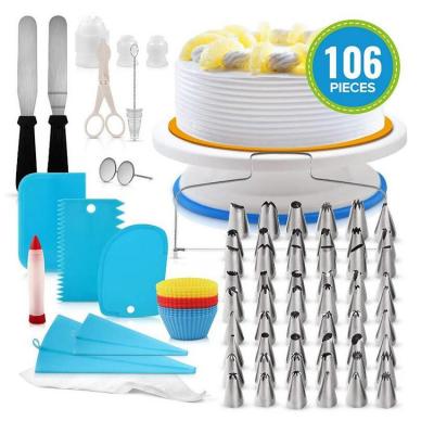 China Disposable Cake Decorating Set Baking Tools Turning Cake Stand Turntable Supplies Plastic Cake Stand for sale