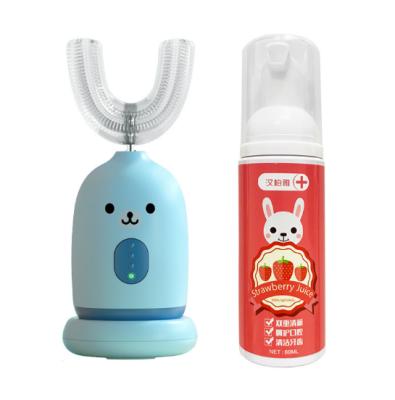 China Lovely Household Cartoon U-shape Automatic Silicone Stiffen Sonic Electronic Toothbrush For Kids for sale