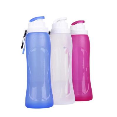 China Sustainable Outdoor Portable Collapsible Folding Silicone Camping Hiking Water Bottle 500ML for sale