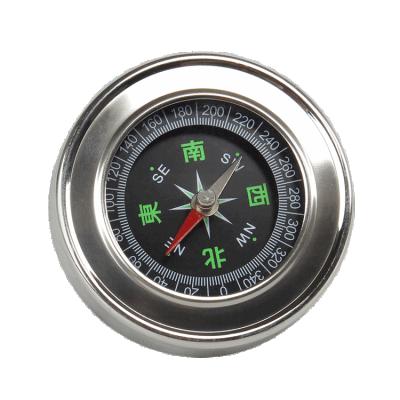 China All stainless steel shell mini compass outdoor camping hiking round trekking metal stainless steel compass travel compass for sale