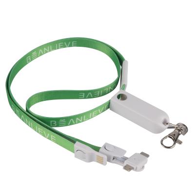 China Cell Phone Types Custom 3in1 Lanyard Corporate Gift Charging Cable With Type-C Micro USB Security Fast Charging Cable for sale