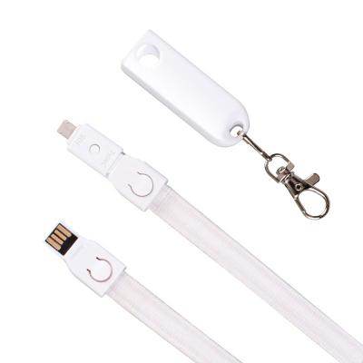 China Mobile Phone 3 in 1 Customize Logo USB Logo Lanyard Keychain Usb Drive Cable Flash Data Cable For Type C Iphone Charging Cable for sale