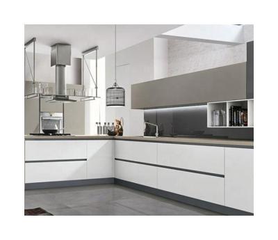 China Environmental Friendly White High Gloss Lacquer L Shape Small Modular Kitchen Unit Cabinet Designs for sale