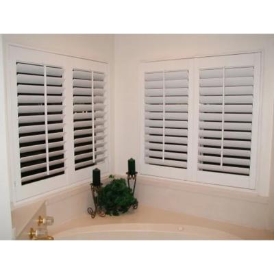 China Easy Install Wood Louvre Living Room Window PVC Plantation Soundproof Shutter for sale