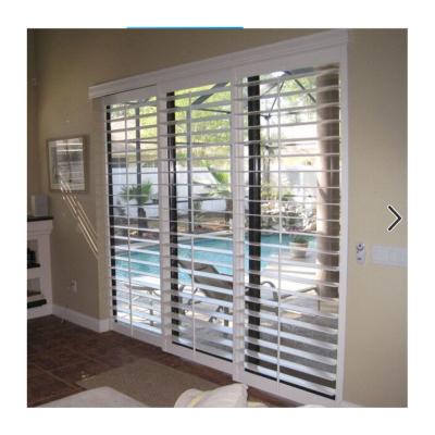 China Easy Install Sun Shading Safe Soundproof White PVC Shutter Slide Door for sale