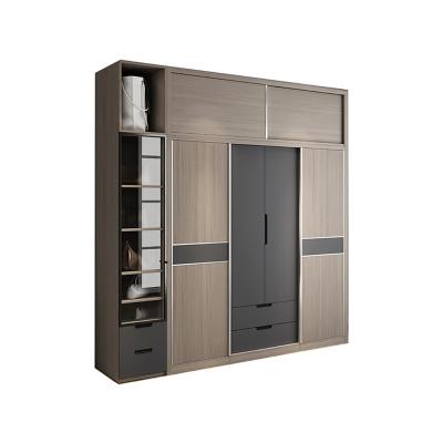 China Modern Designs Environmentally Friendly Northern Europe Bedroom Wardrobes With Glass And Wooden Door for sale