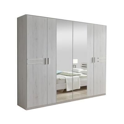 China Environment friendly Europe style morden white and wood color melamine MDF wooden wardrobe with mirror for sale