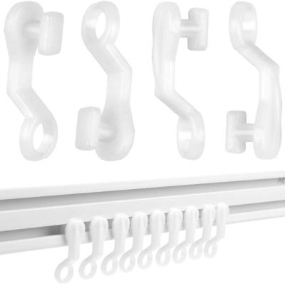 China POM Curtain Glider Hooks White Plastic POM Curtain Hook, 50 Pack for sale