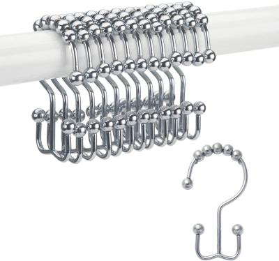 China Metal Double Roller Slip Shower Curtain Ring / Disposable Hooks, Brushed Nickel for sale