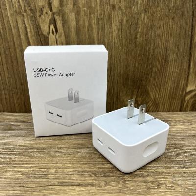 China PD Original  35w Dual Usb-c Charger For Apple For Iphone 12 13 14 Pro Max Pd Fast Charging Double Usb Type-c Ports Adapter for sale