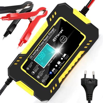 China Car Monfara Portable 12V 6A Battery Charger Smart 7-Stage Automatic Car Motorcycle Battery Charger with LCD Display for sale